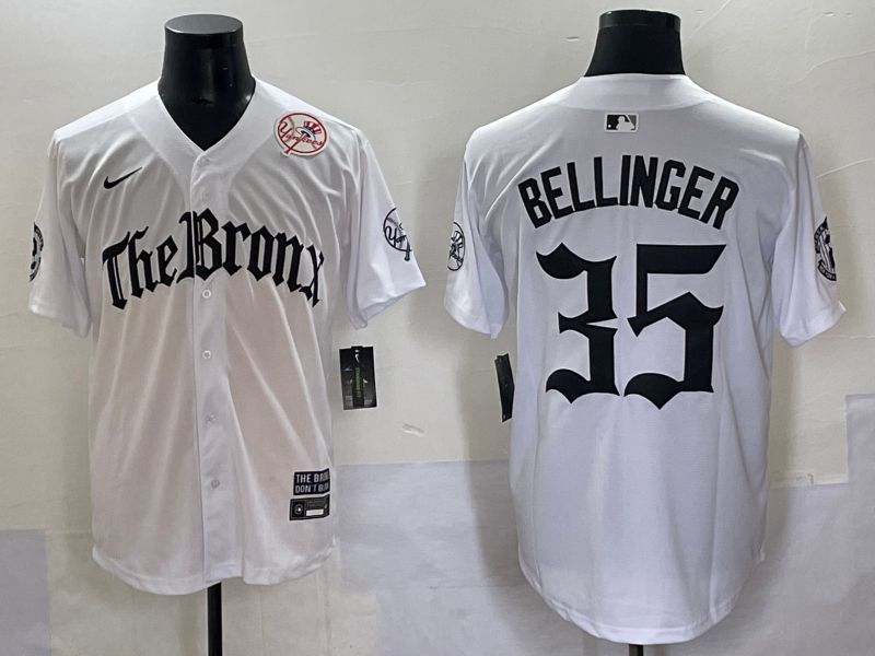 Men 2025 New York Yankees #35 Bellinger White Five generations Joint Name Nike MLB Jersey style 7